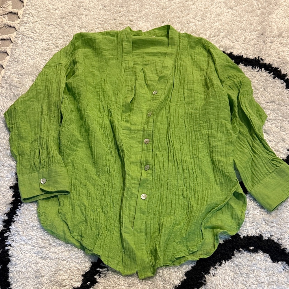 Linen crinkle Monday Swimwear Green Barcelona Women's Tunic size P / S
